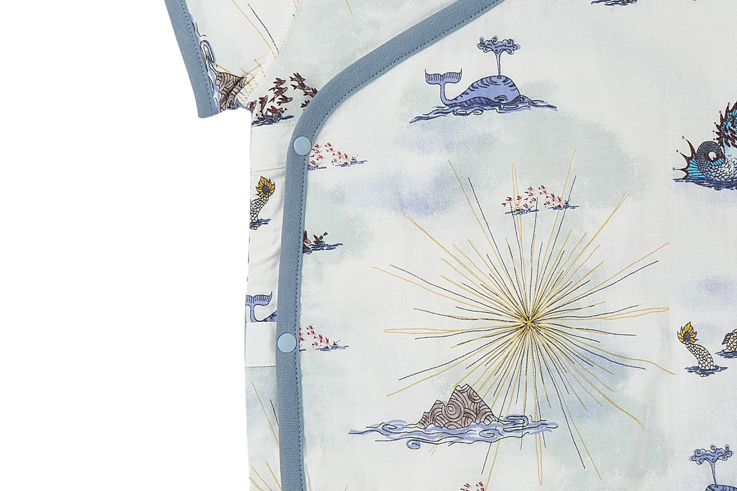 Nest Designs Bamboo Short Sleeve Kimono Onesie - Ocean Wonders