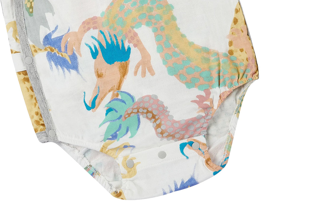 Nest Designs Short Sleeve Kimono Onesie (Bamboo) - Dragon Dance