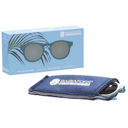 Babiators The Seafarer Sunglasses POLARIZED Teal Blue w/Sliver 6+yrs BLU-033
