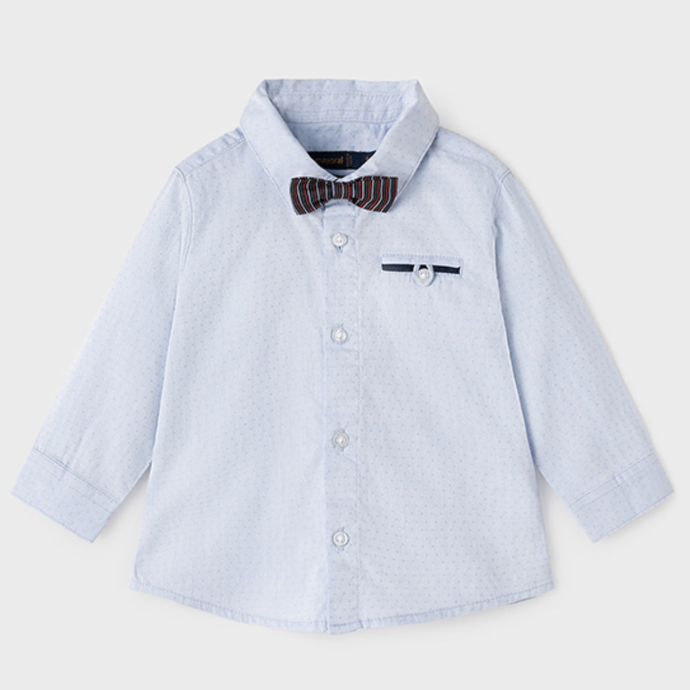Mayoral Long Sleeve Dress Shirt with Bow Tie - Sky Blue (2149-22)