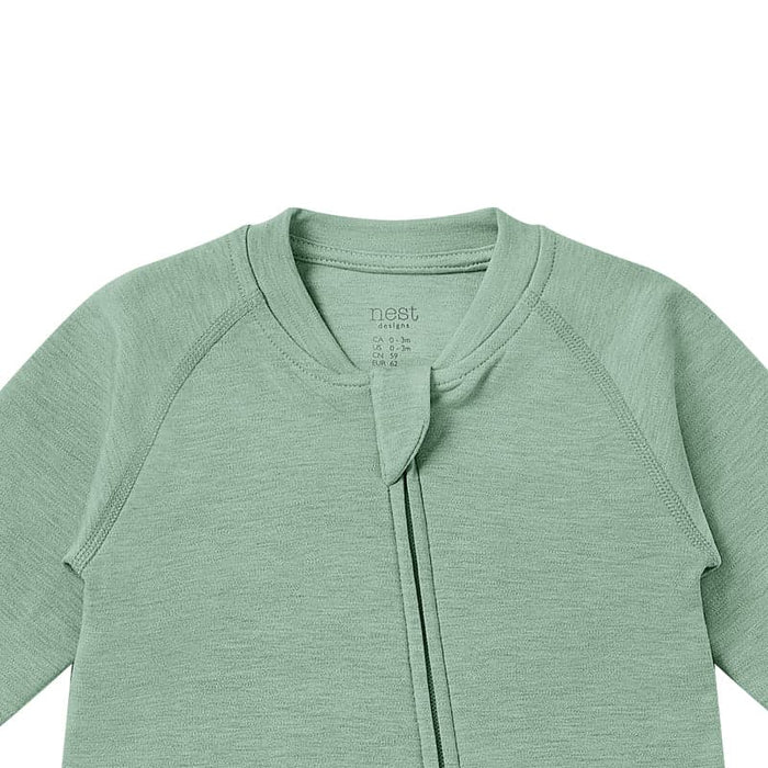 Nest Designs Long Sleeve Footed Sleeper - Pantone Granite Green