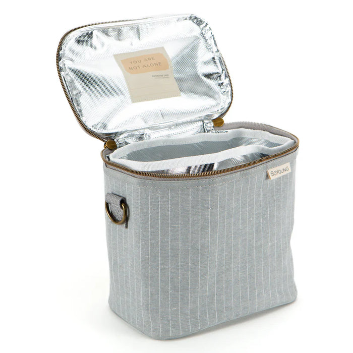 So Young Petite Lunch Poche - Pinstripe Heather Grey