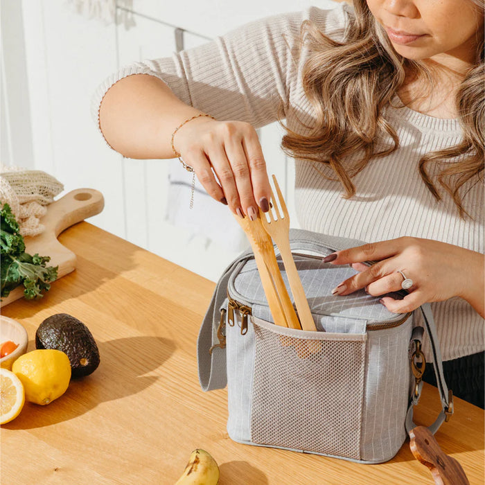 So Young Petite Lunch Poche - Pinstripe Heather Grey