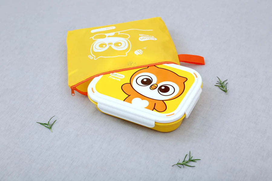 Edison Friends Dual Non-Slip Lunch Box w/ Pouch - Owl