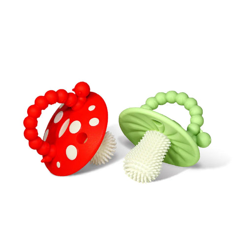 Razbaby Mushroom Silicone Teether 2pk - Red/Green