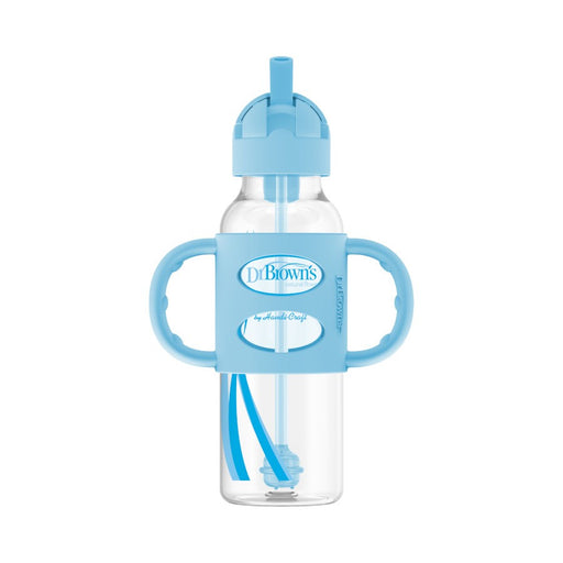 Dr Brown's Sippy Straw Bottle w/ Silicone Handles 250ml 1pk - Blue
