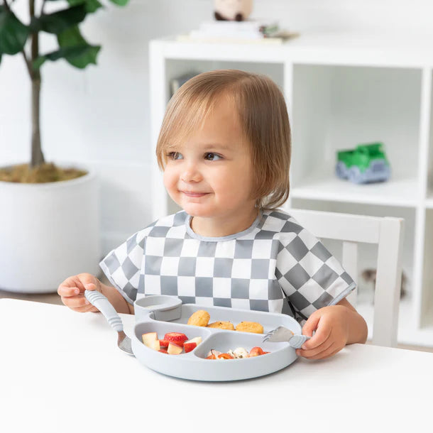 Bumkins Stainless Steel Spoon + Fork Grey