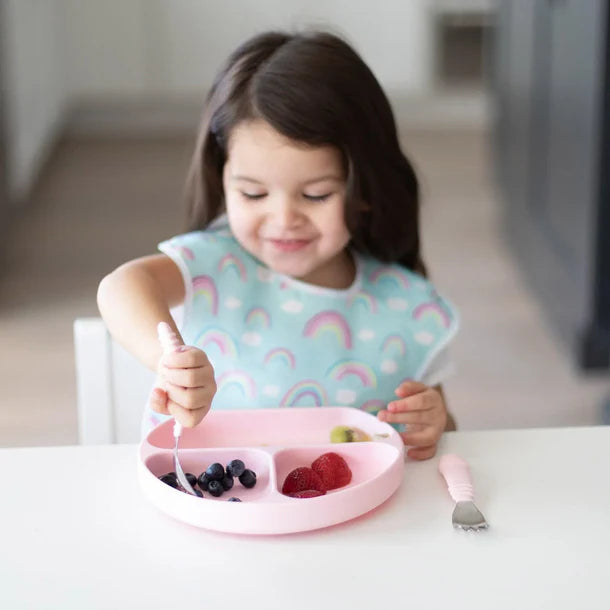 Bumkins Stainless Steel Spoon + Fork Pink