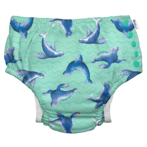 Iplay by Green Sprouts Eco Snap Swim Diaper - Seafoam Sea Lions
