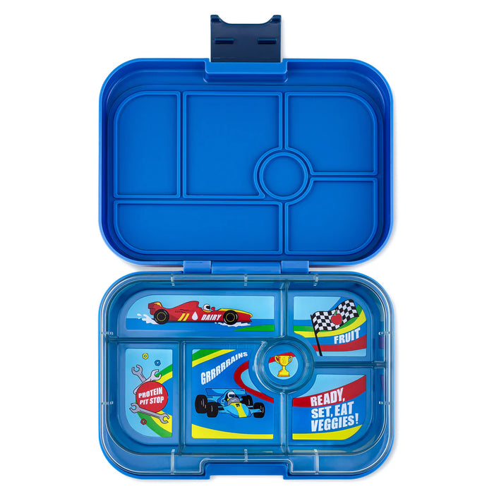 Yumbox Original 6 Compartment - Surf Blue w/ Race Cars Tray