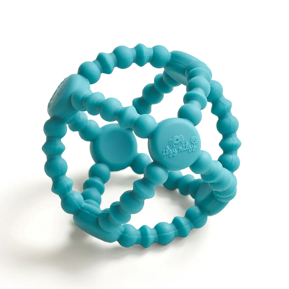 Itzy Ritzy Bitzy Teether Ball Teal CanaBee Baby Itzy Ritzy Bitzy Teether Ball Teal CanaBee Baby