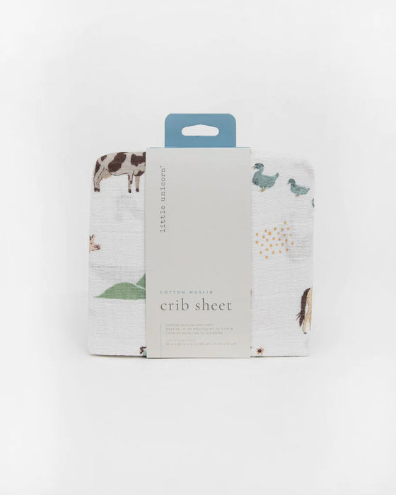 Little Unicorn Cotton Muslin Crib Sheet - Farmyard