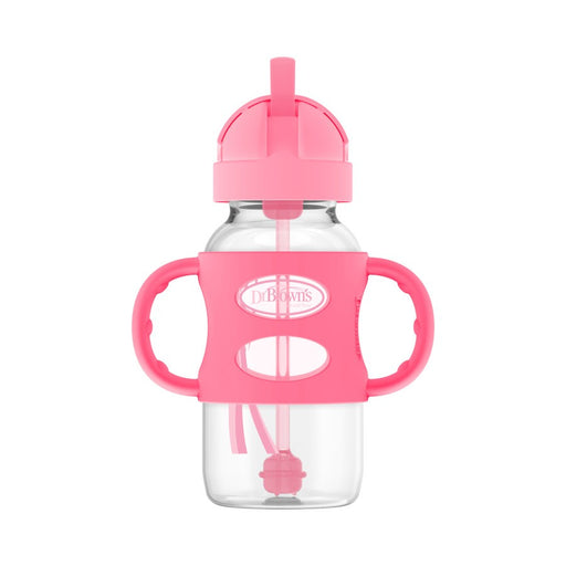 Dr Brown's Sippy Straw Bottle w/ Silicone Handles 250ml 1pk - Pink