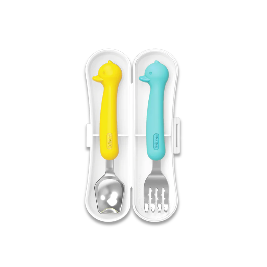 Edison Friends Silicone Spoon & Fork Case - Blue/Yellow