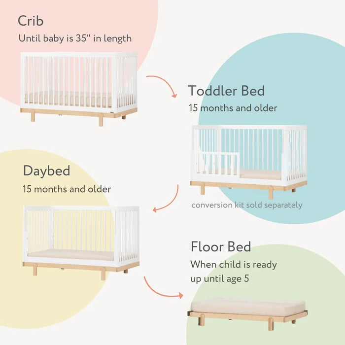 Dadada Bliss 4-in-1 Convertible Crib - White/Natural