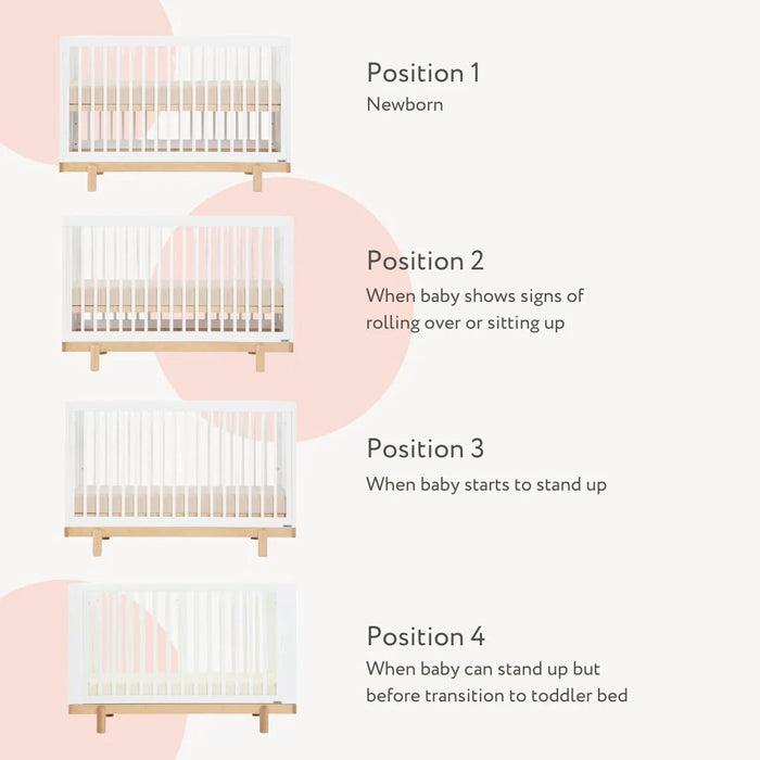 Dadada Bliss 4-in-1 Convertible Crib - White/Natural