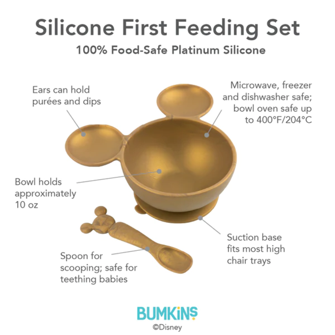 Bumkins Silicone First Feeding Set w/Lid & Spoon - Minnie Mouse