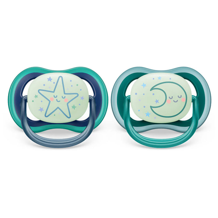 Avent Ultra Air Pacifier Night 2PK 0-6M - Star+Moon