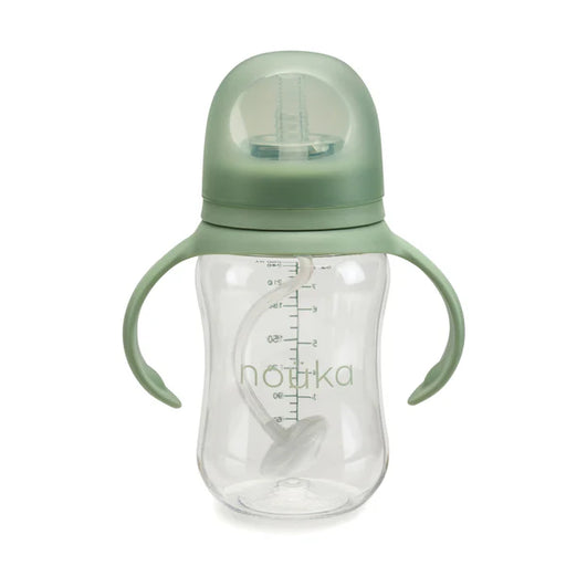 Nouka Traditional Sippy/Weighted Straw Cup 8oz - Moss 6M+
