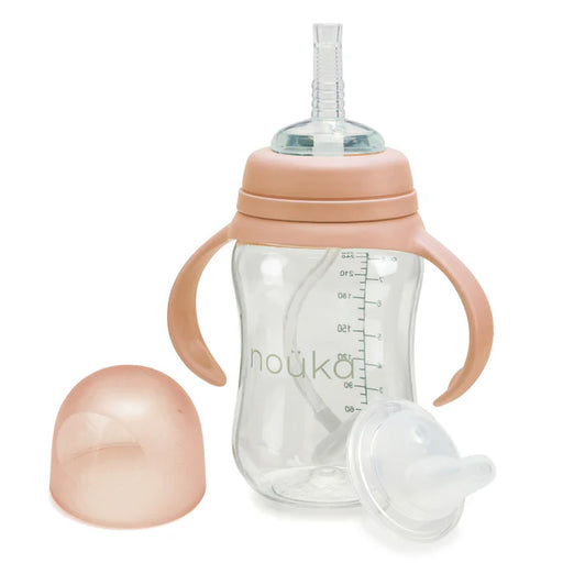 Nouka Traditional Sippy/Weighted Straw Cup 8oz - Soft Blush 6M+