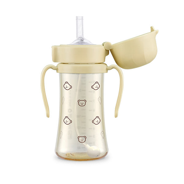 Bình tập uống Grosmimi PPSU Straw Cup 300ml, Dark Cream Beige - BB INC