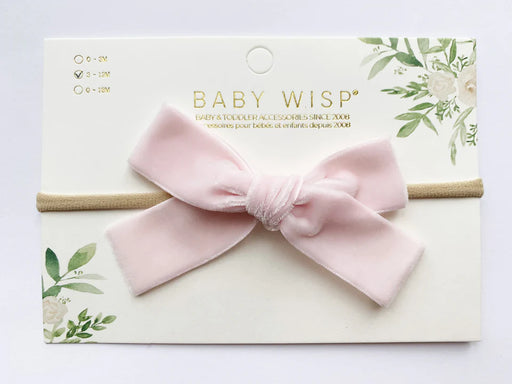 Baby Wisp Headband Velvet Bow - Light Pink