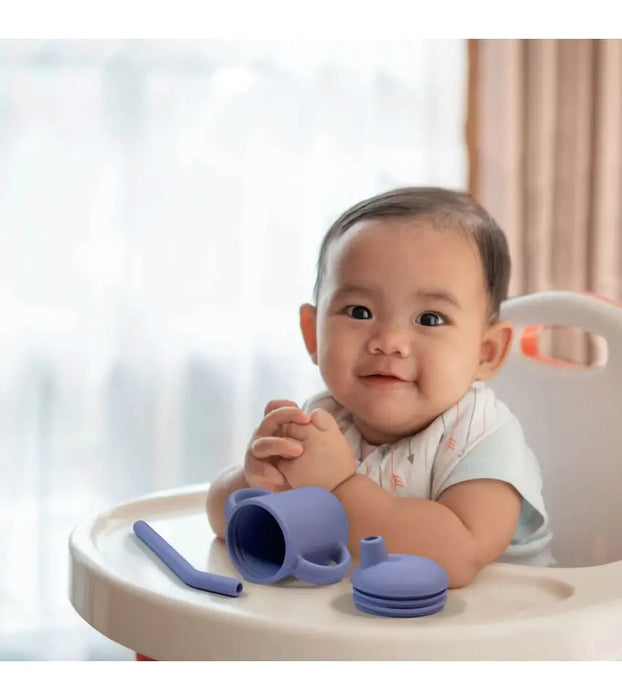 Kushies Silisippy Cup w/ Straw - Mineral Blue