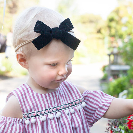 Baby Wisp Headband Velvet Bow - Light Pink