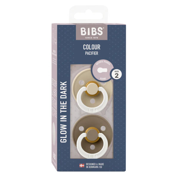 Bibs Pacifier Glow 2pk - Vanilla/Dark Oak 0-6M