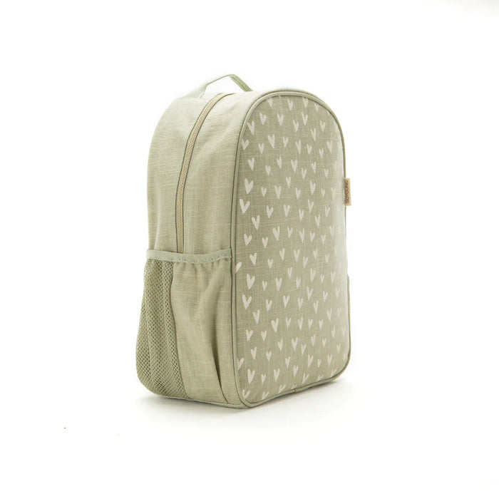 So Young Toddler Backpack - Little Hearts Sage