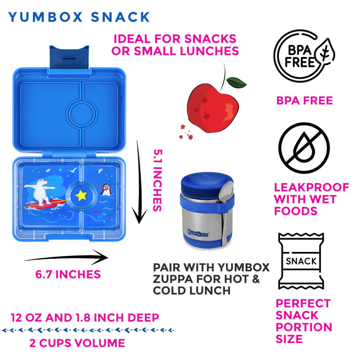 Yumbox Snack 3 - Surf Blue w/ Polar Bear Tray