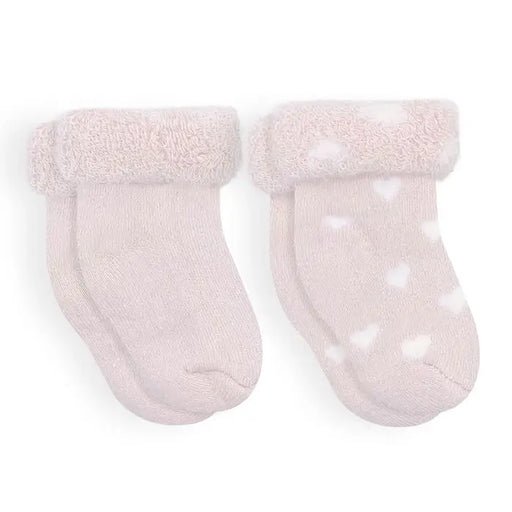 Kushies Sock Terry Blush Soild /Hearts 0-3m 2pk