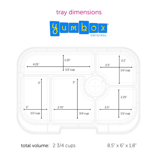 Yumbox Original 6 Compartment - Surf Blue w/ Race Cars Tray