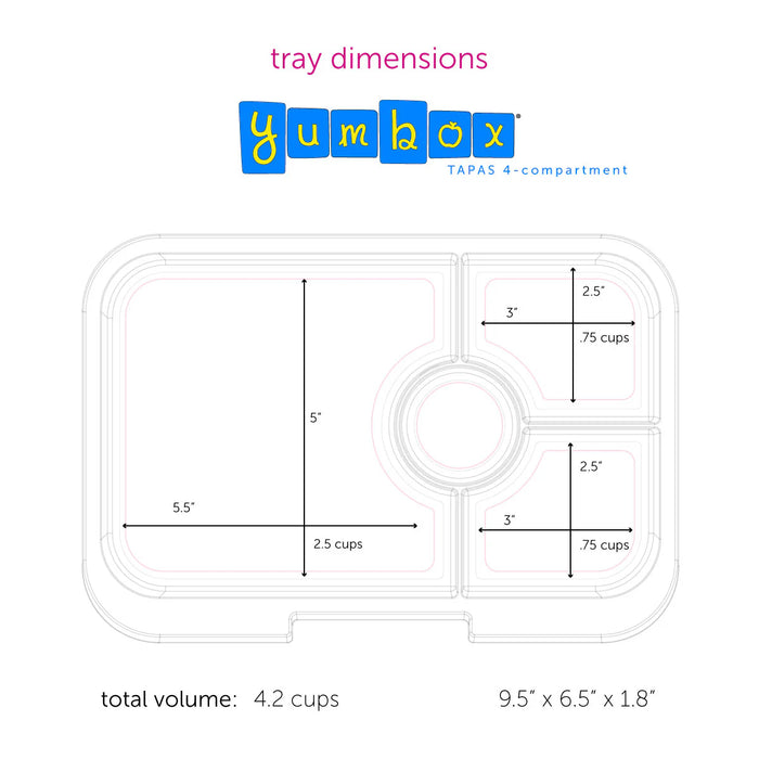 Yumbox Tapas 4C - Monte Carlo Blue w/ Race Cars Tray