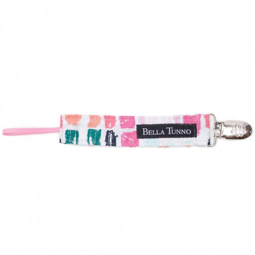 Bella Tunno Pacifier Clip Brush Strokes Pink