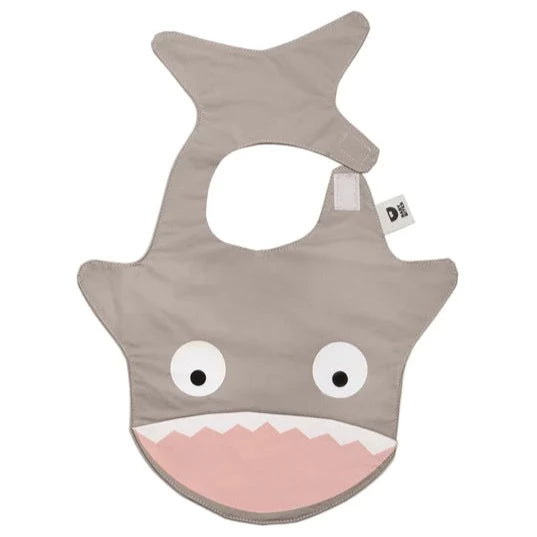 Baby Bites Waterproof Shark Bib - Stone Grey