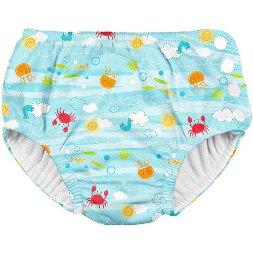 I Play by Green Sprouts Snap Reusable Absorbent Swimsuit Diaper Aqua Sea Friend