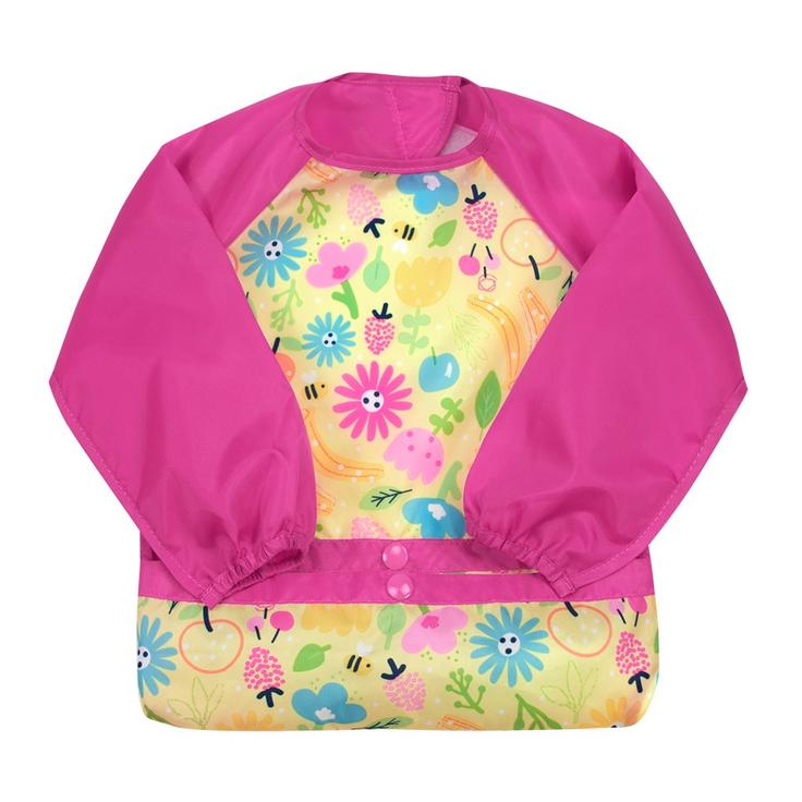 Green Sprouts Snap + Go® Easy-wear Long Sleeve Bib - Pink Bee Floral