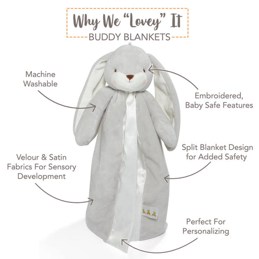 Bunnies By The Bay Nibble Bunny Buddy Blanket - Bloom Grey