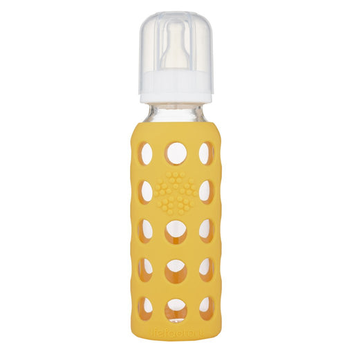 LifeFactory Glass Baby Bottle with Silicone Sleeve 9oz-Mango
