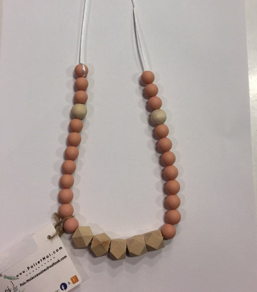 Mom Necklace "Wood and Me" By Pois Et Mois - Pink Quartz