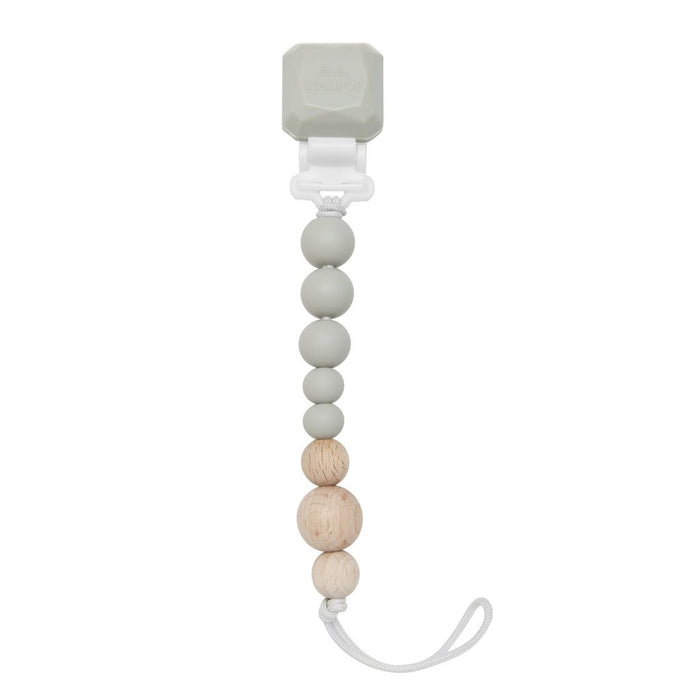 Loulou Lollipop Colour Pop Silicone & Wood Pacifier Clip - Cool Gray