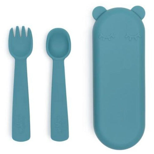 We Might Be Tiny Feedie Fork & Spoon Set Blue Dusk TIFF04
