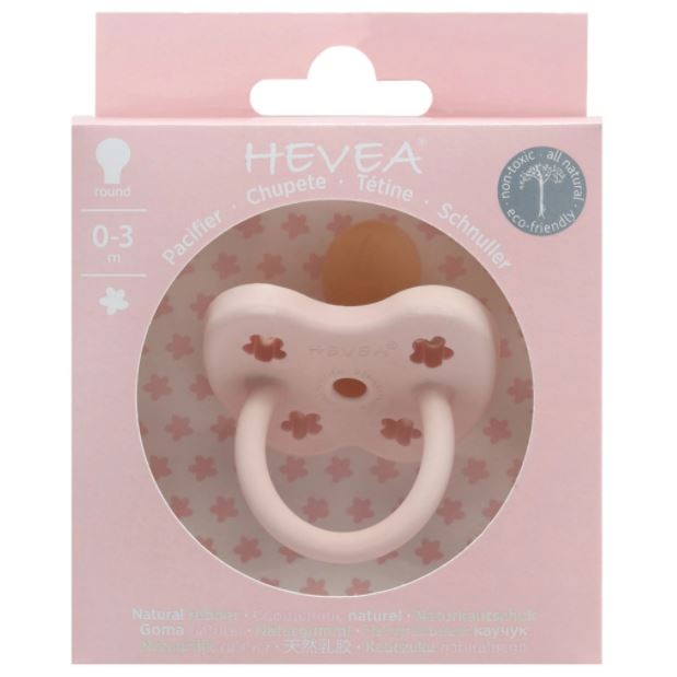 Hevea Pacifier Round Powder Pink 0-3M