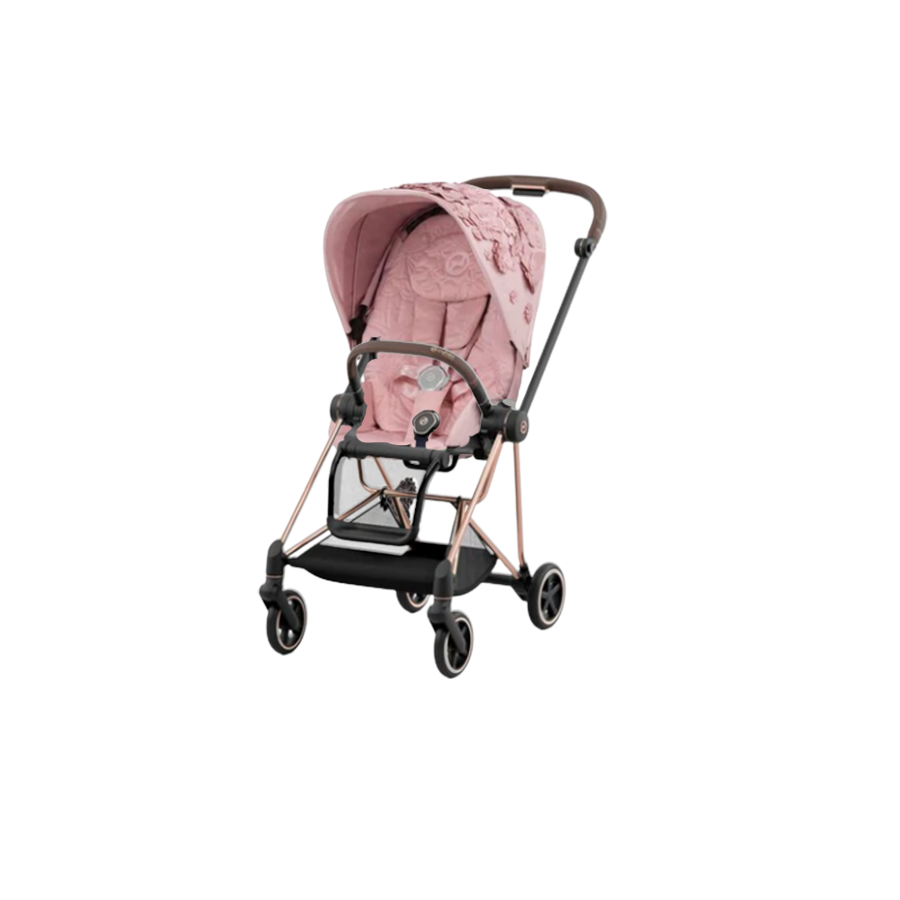Cybex Mios3 Stroller Rose Gold Frame w Simply Flowers Pink Seat