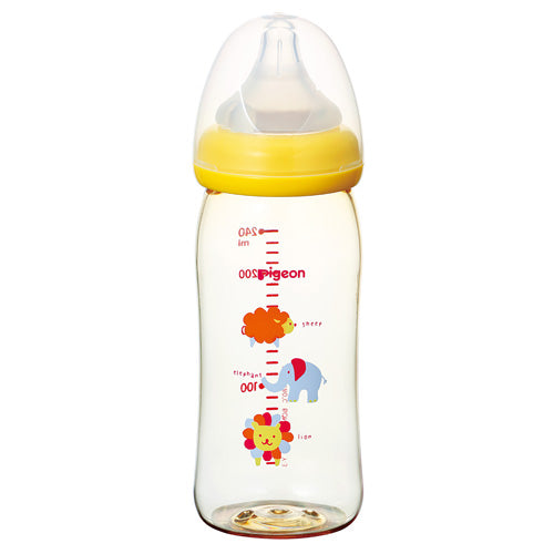 Pigeon Decorated Plastic Bottle With Silicone Nipple - Animals M From 3 Months 240ml 00342