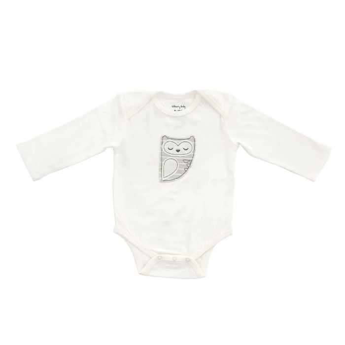 Silkberry Baby Organic Cotton Onesie Lap Shoulder - Snowy Owl — CanaBee Baby