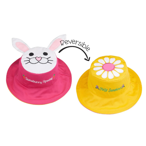 Flapjack Reversible Kids & Toddler Sun Hat - Bunny/Daisy