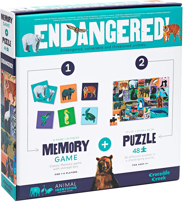 Crocodile Creek Memory Game & Puzzles Endangered 77530