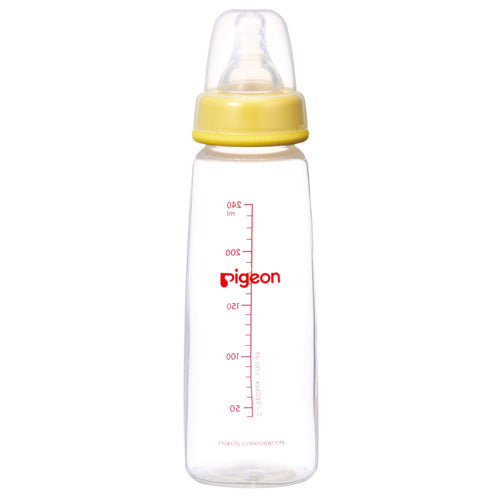 Pigeon Plastic Bottle With Silicone Nipple M - Yellow 240ml 00365